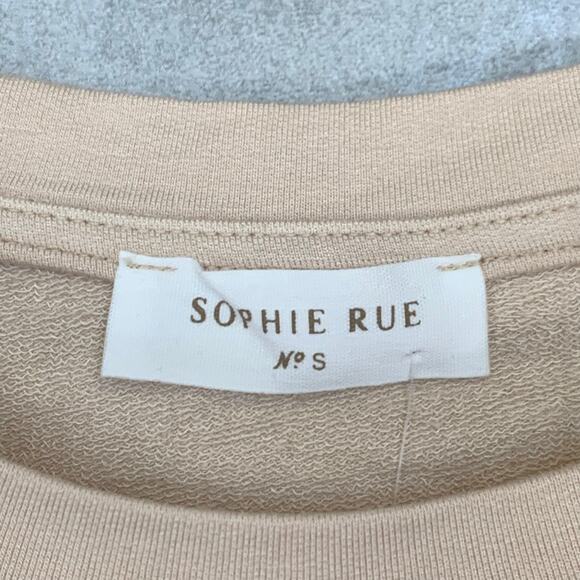 SOPHIE RUE Tan Crewneck Drawstring Hem Pullover Long Sleeve Sweater SZ S - Picture 7 of 8